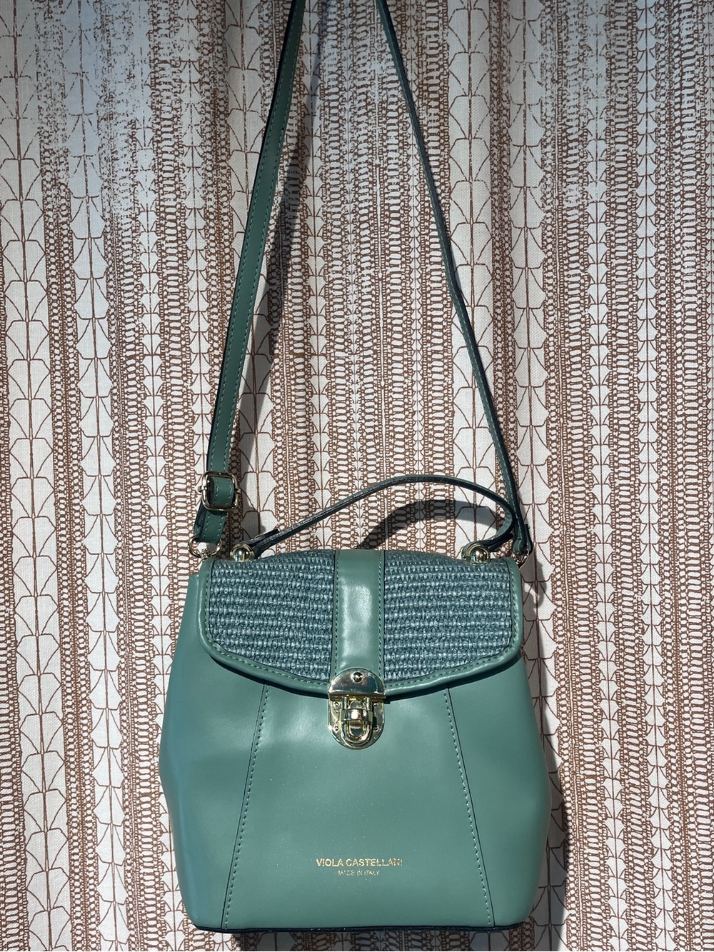 Viola Castellani - Raffia Flap purse - sage green - made in Italy